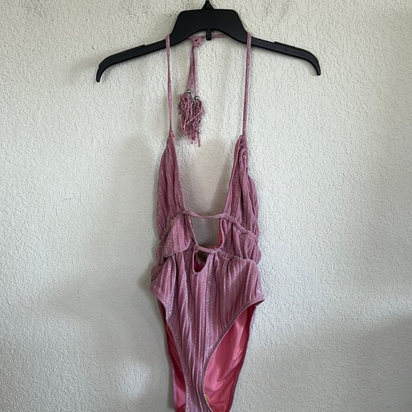 RAMY BROOK Marta Strapless Metallic One Piece Swimsuit In Pink - Picture 6 of 16